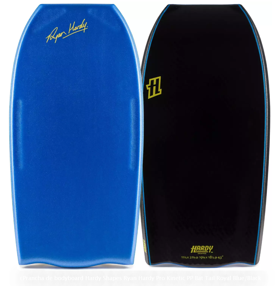 Prancha de bodyboard Hardy Shapes Ryan Hardy Pro Kinetic PP Bat Tail Royal Blue/Black