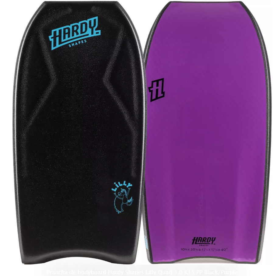 Prancha de bodyboard Hardy Shapes Lilly Quad 3.0 K15 PP Black/Purple