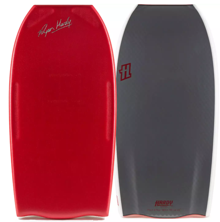 Prancha de bodyboard Hardy Shapes Ryan Hardy Pro Kinetic PP Bat Tail Red/Grey